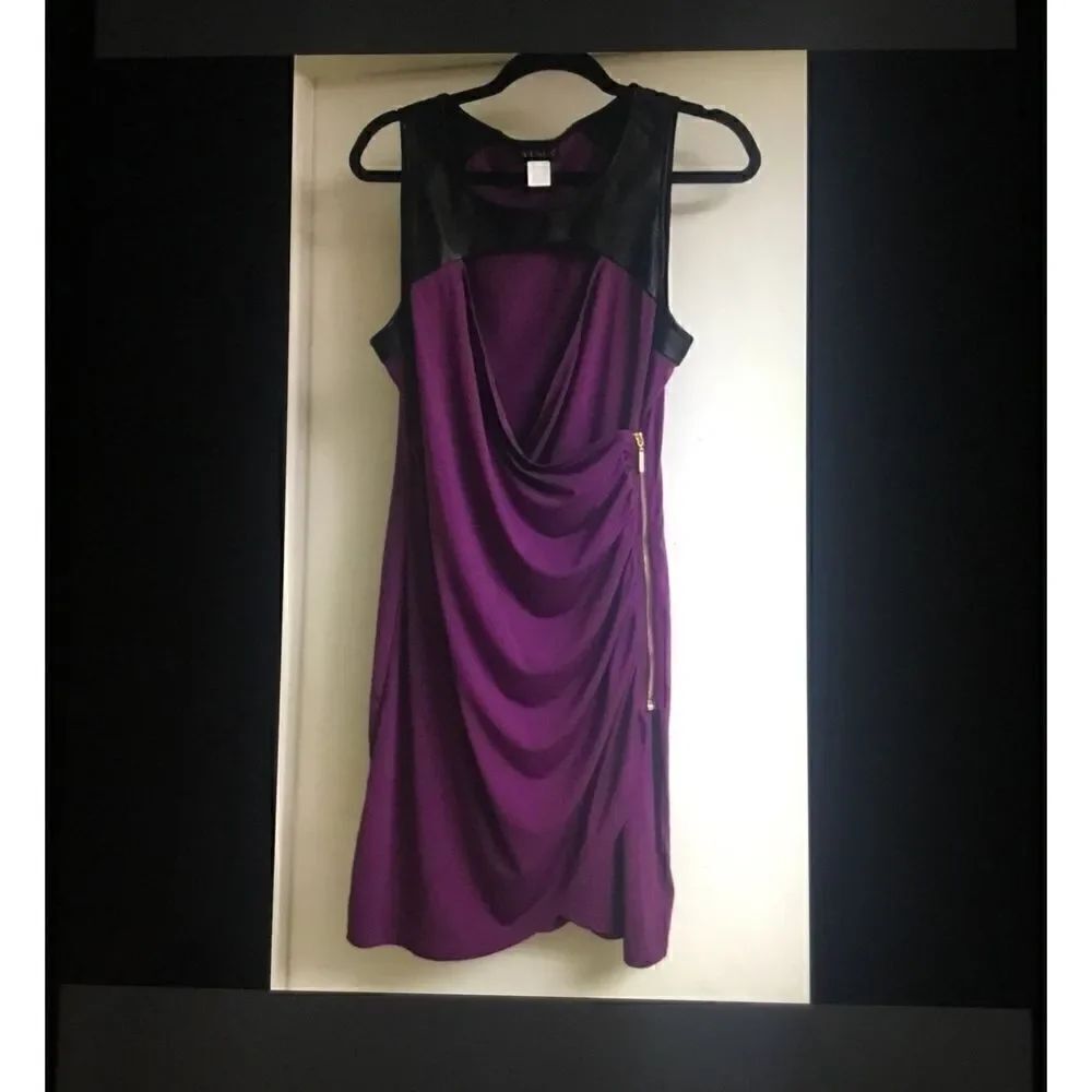 NWOT~Venus Eggplant/Black Faux Leather Dress Sz Large